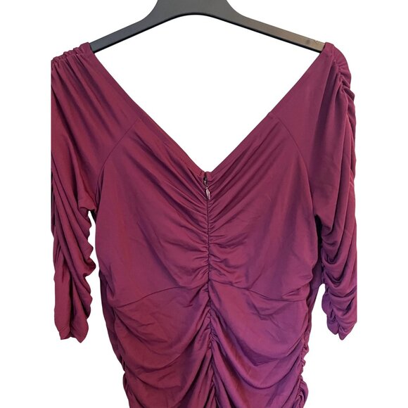 Torrid Cranberry Jersey Gown Ruched Off Shoulder Maxi Dress Plus Size 3 Evening - Picture 9 of 13